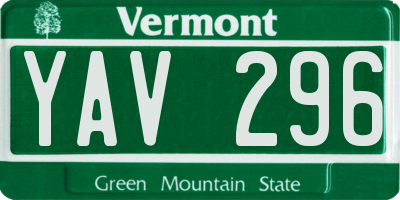VT license plate YAV296
