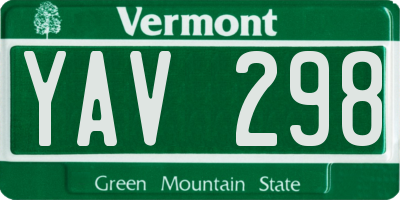 VT license plate YAV298