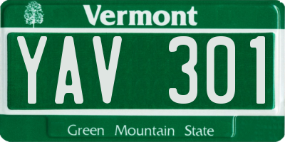 VT license plate YAV301