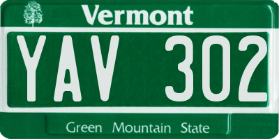 VT license plate YAV302