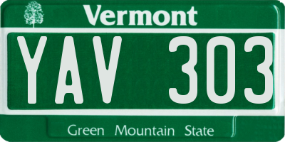 VT license plate YAV303