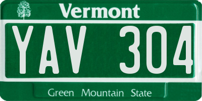 VT license plate YAV304