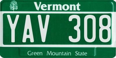 VT license plate YAV308