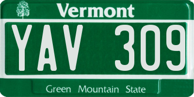 VT license plate YAV309