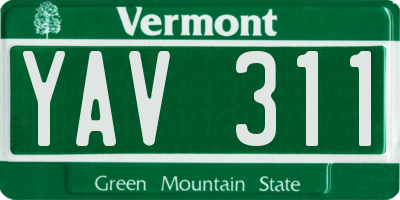 VT license plate YAV311