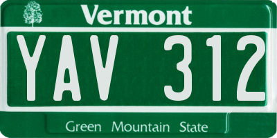 VT license plate YAV312
