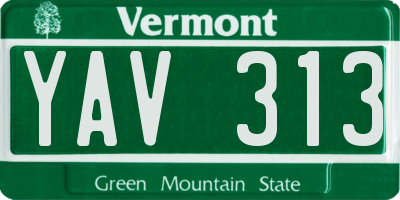 VT license plate YAV313