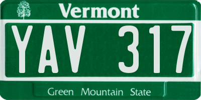VT license plate YAV317