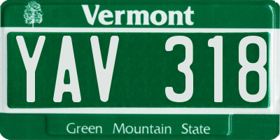 VT license plate YAV318