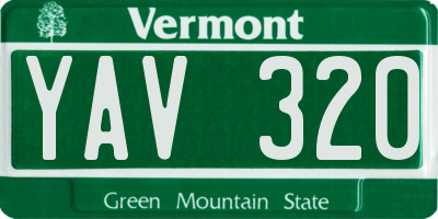 VT license plate YAV320