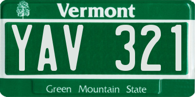 VT license plate YAV321