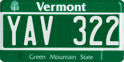 VT license plate YAV322