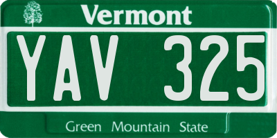 VT license plate YAV325