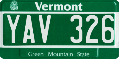 VT license plate YAV326