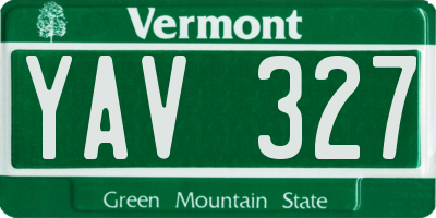 VT license plate YAV327
