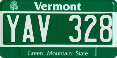 VT license plate YAV328