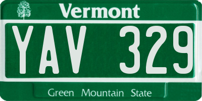VT license plate YAV329