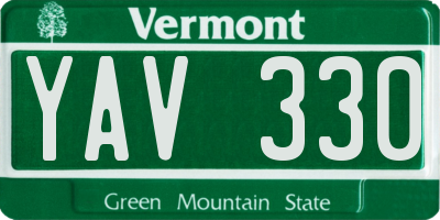 VT license plate YAV330