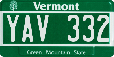VT license plate YAV332