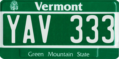 VT license plate YAV333