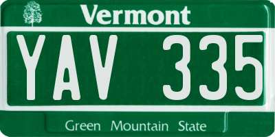 VT license plate YAV335