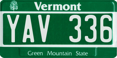 VT license plate YAV336
