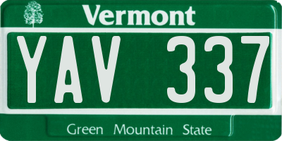 VT license plate YAV337