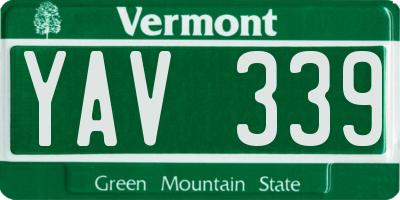 VT license plate YAV339