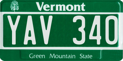 VT license plate YAV340