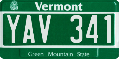 VT license plate YAV341