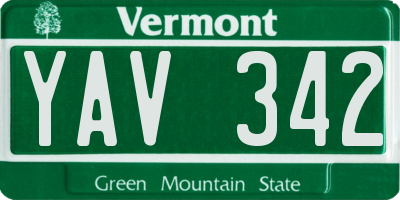 VT license plate YAV342