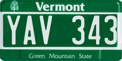 VT license plate YAV343