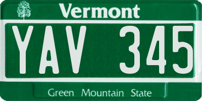 VT license plate YAV345