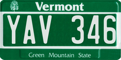 VT license plate YAV346