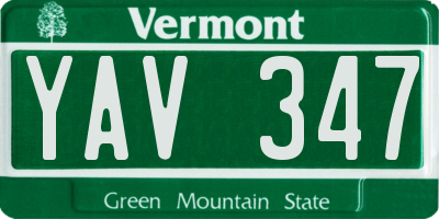VT license plate YAV347