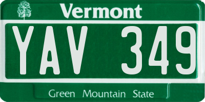 VT license plate YAV349