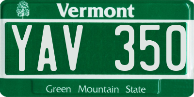 VT license plate YAV350