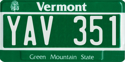VT license plate YAV351