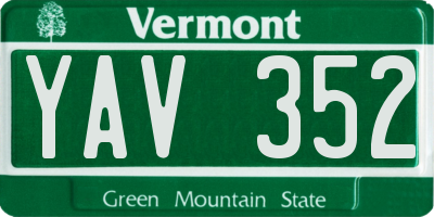 VT license plate YAV352