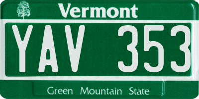 VT license plate YAV353