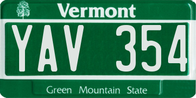 VT license plate YAV354