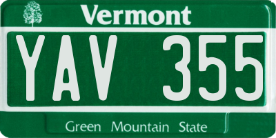 VT license plate YAV355