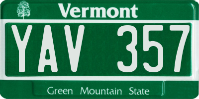 VT license plate YAV357