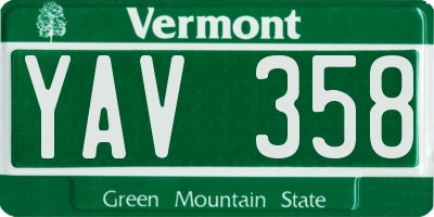 VT license plate YAV358
