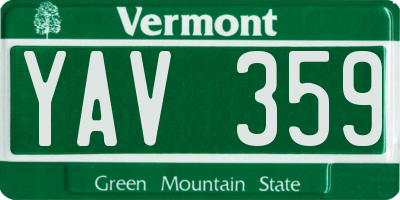 VT license plate YAV359
