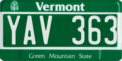 VT license plate YAV363