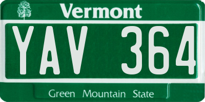 VT license plate YAV364