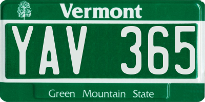 VT license plate YAV365