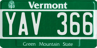 VT license plate YAV366