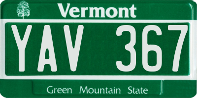 VT license plate YAV367